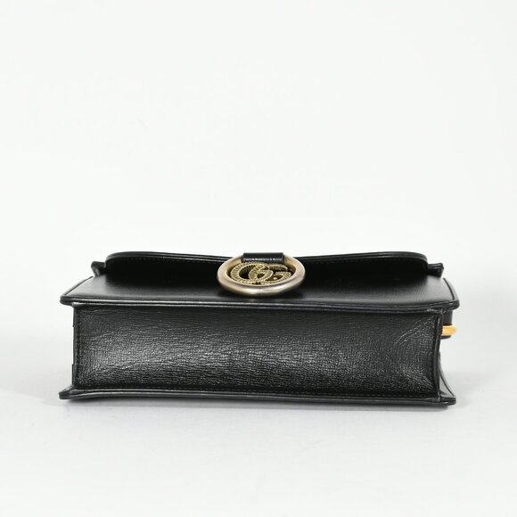 Gucci Small GG Ring Shoulder Bag - Black Leather, Gold Hardware - Picture 9 of 13